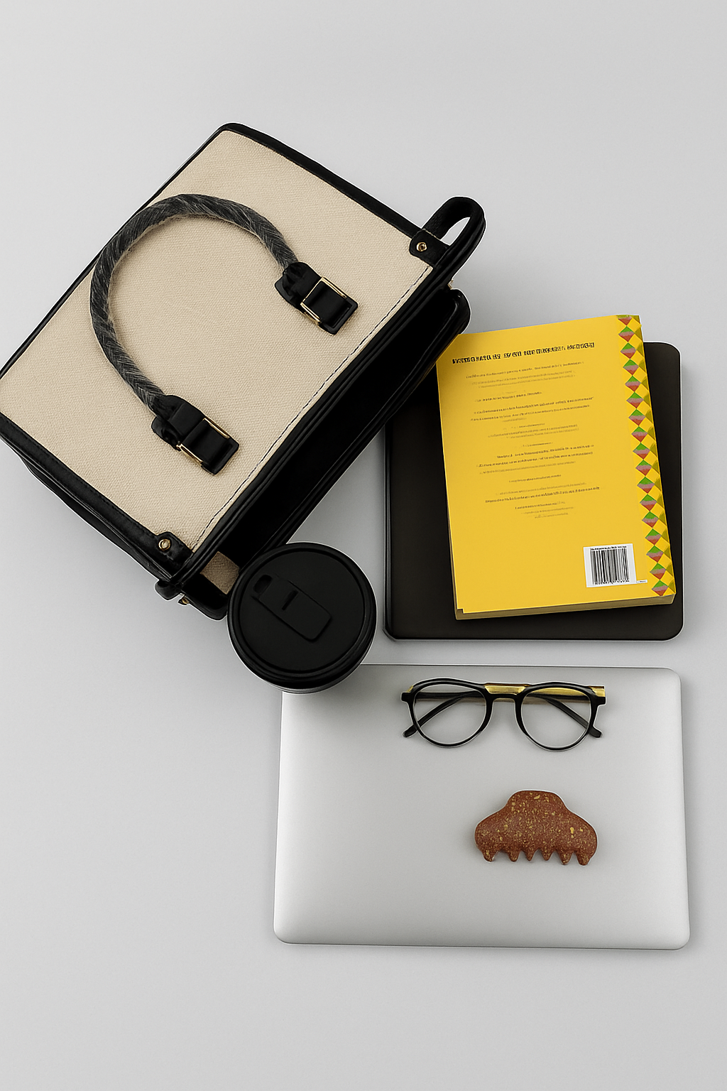 Amrie Black & Beige PU Tote Bag – Premium Stylish Handbag for Women